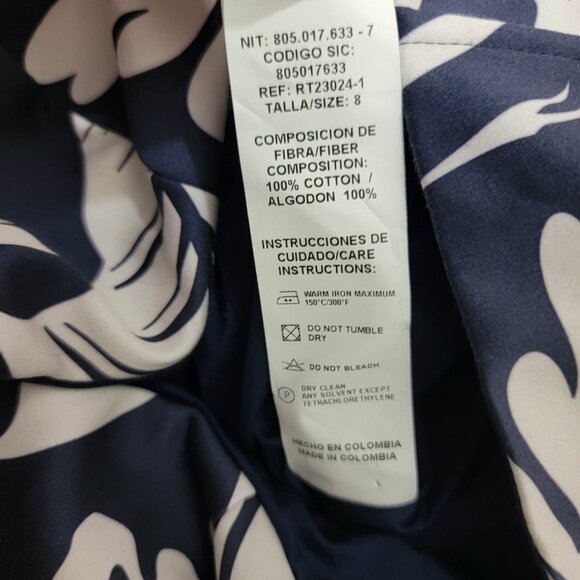 Andres Otalora Atlantico Cotton Poplin Midi Dress In Navy Print 8 - Picture 11 of 12
